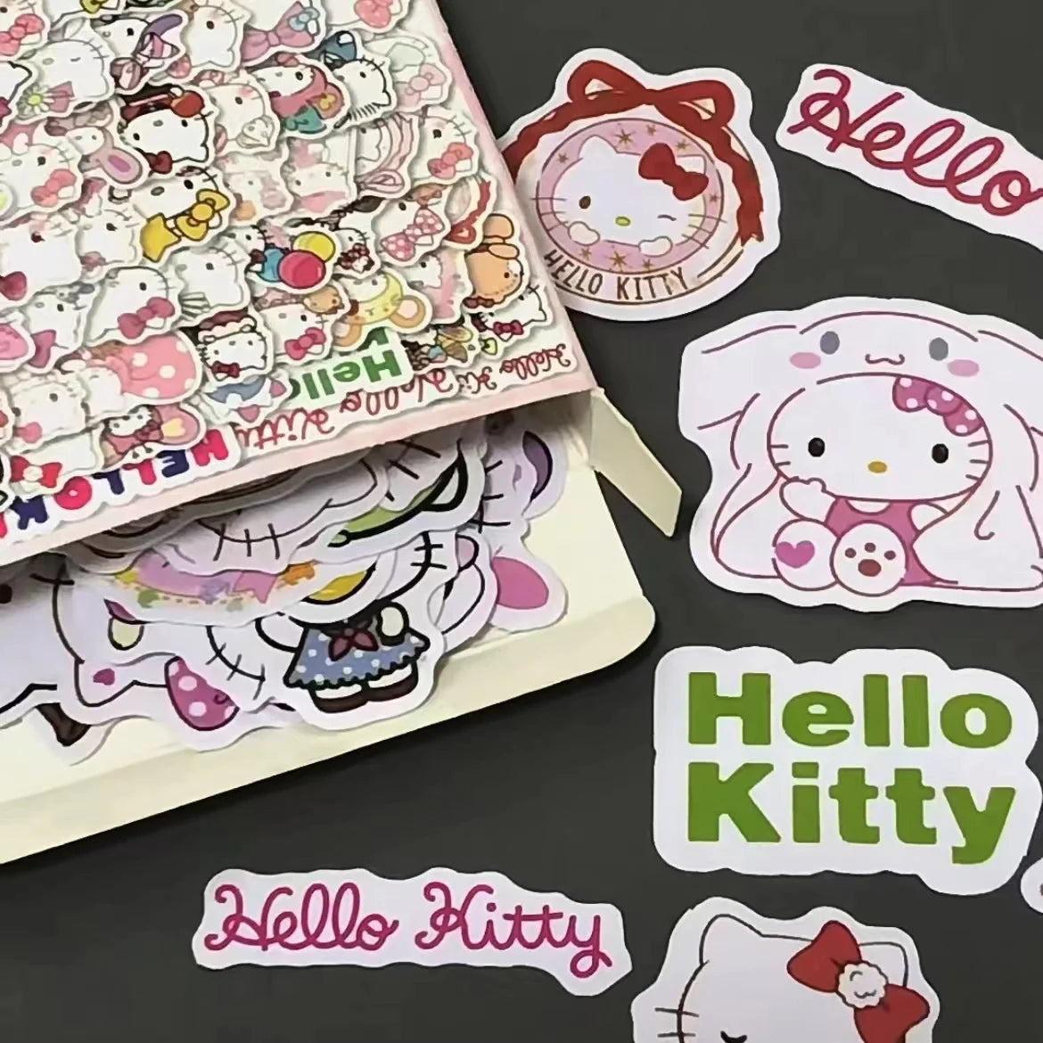 60Pcs/Box Sanrio Stickers Hello Kitty Kuromi Cinnamoroll Hand Account Cartoon Decal Decorative Waterproof Sticker Kids Toys