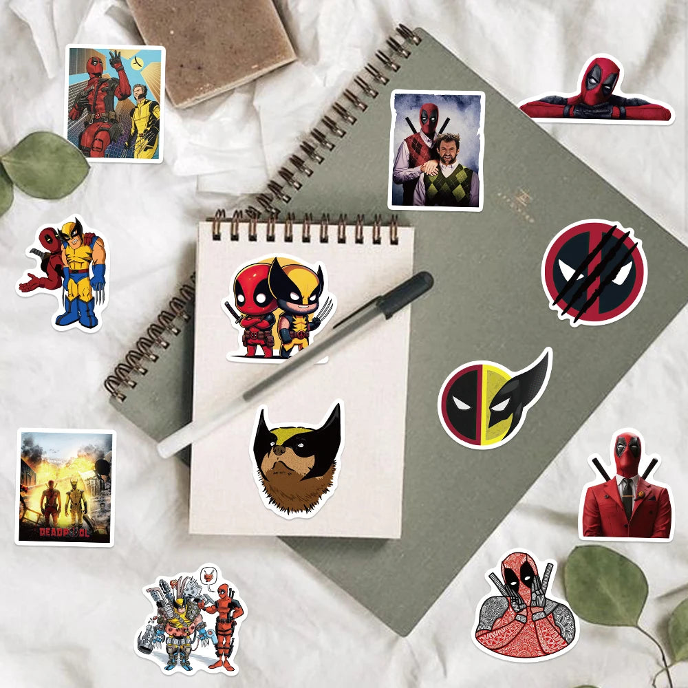 50PCS Disney Deadpool Stickers Cartoon Movies DIY Diary Laptop Luggage Skateboard Graffiti Fun Decals