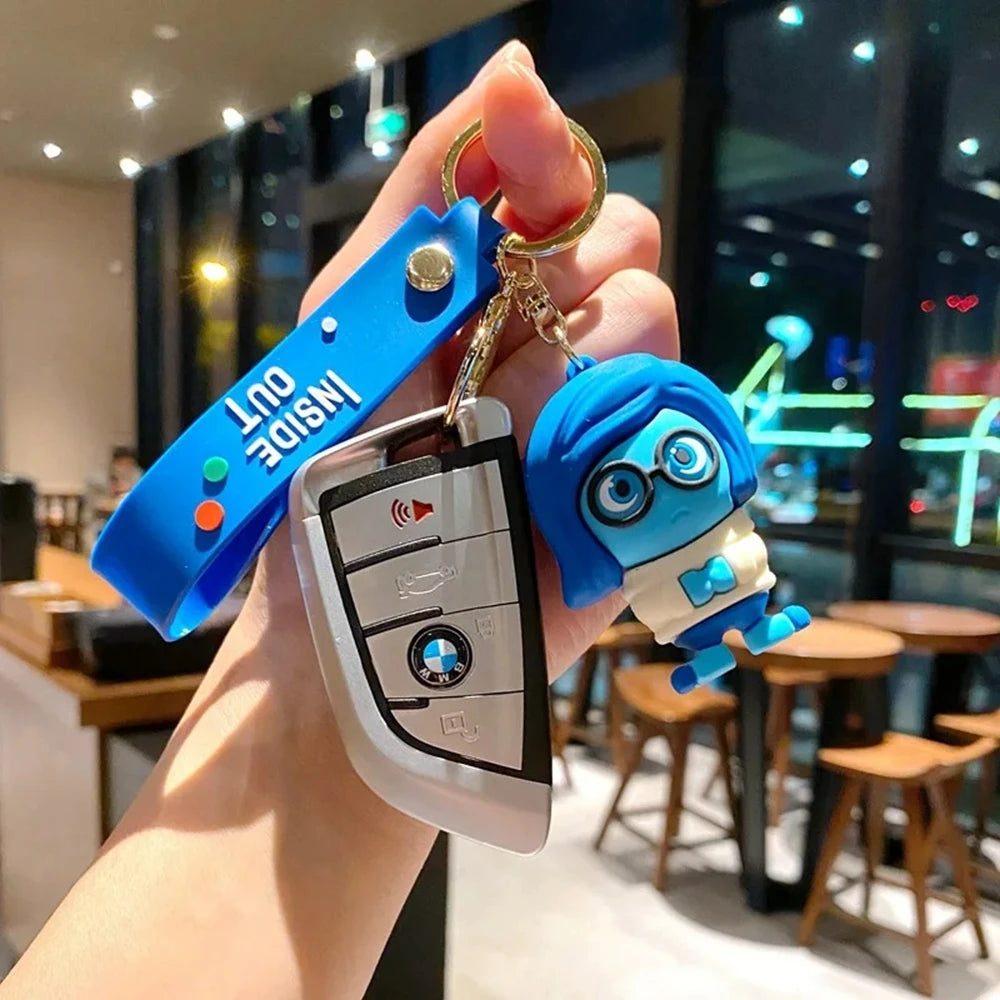 New 3d Anime Figures Keychain Doll Toys Car Bag Pendant Brain Agent Team INSIDE OUT Couple Key Ring Wholesale Kids Gift Jewelry