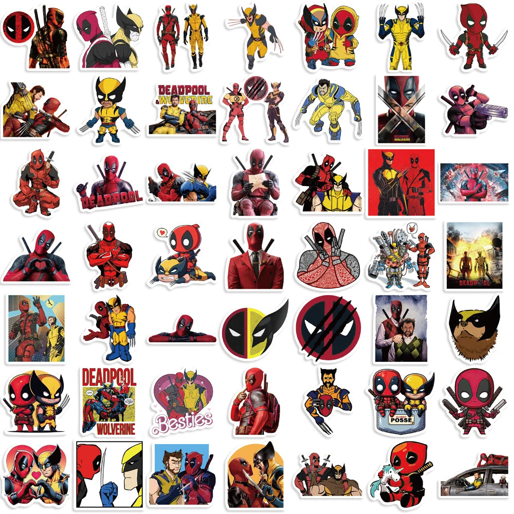 50PCS Disney Deadpool Stickers Cartoon Movies DIY Diary Laptop Luggage Skateboard Graffiti Fun Decals