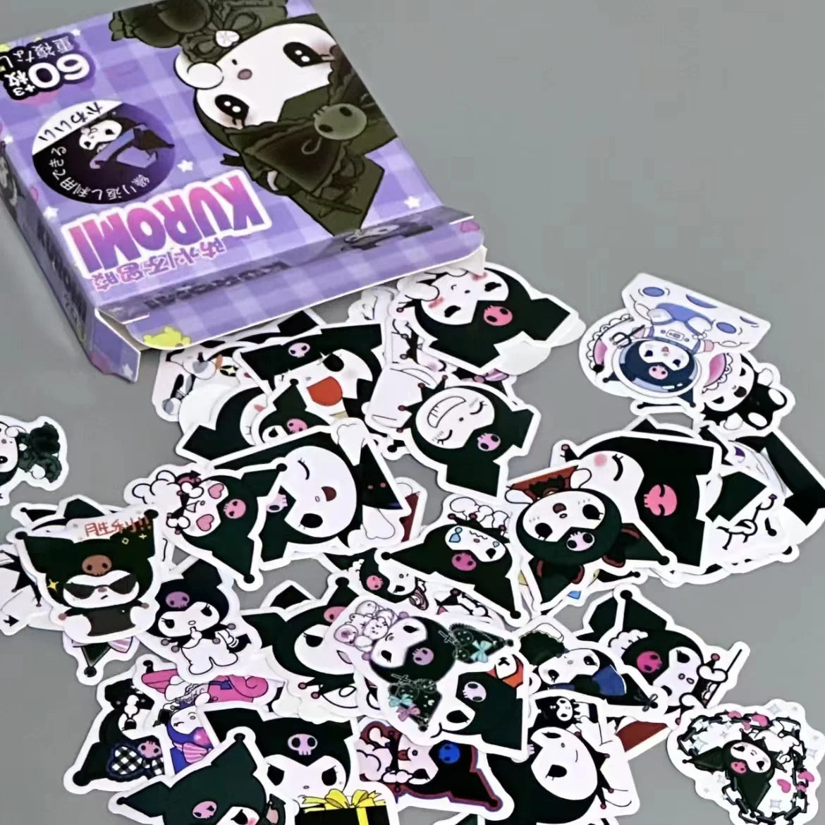 60Pcs/Box Sanrio Stickers Hello Kitty Kuromi Cinnamoroll Hand Account Cartoon Decal Decorative Waterproof Sticker Kids Toys