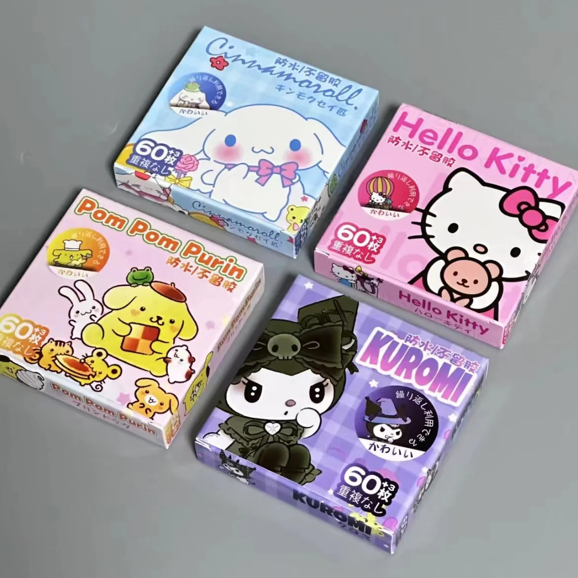 60Pcs/Box Sanrio Stickers Hello Kitty Kuromi Cinnamoroll Hand Account Cartoon Decal Decorative Waterproof Sticker Kids Toys