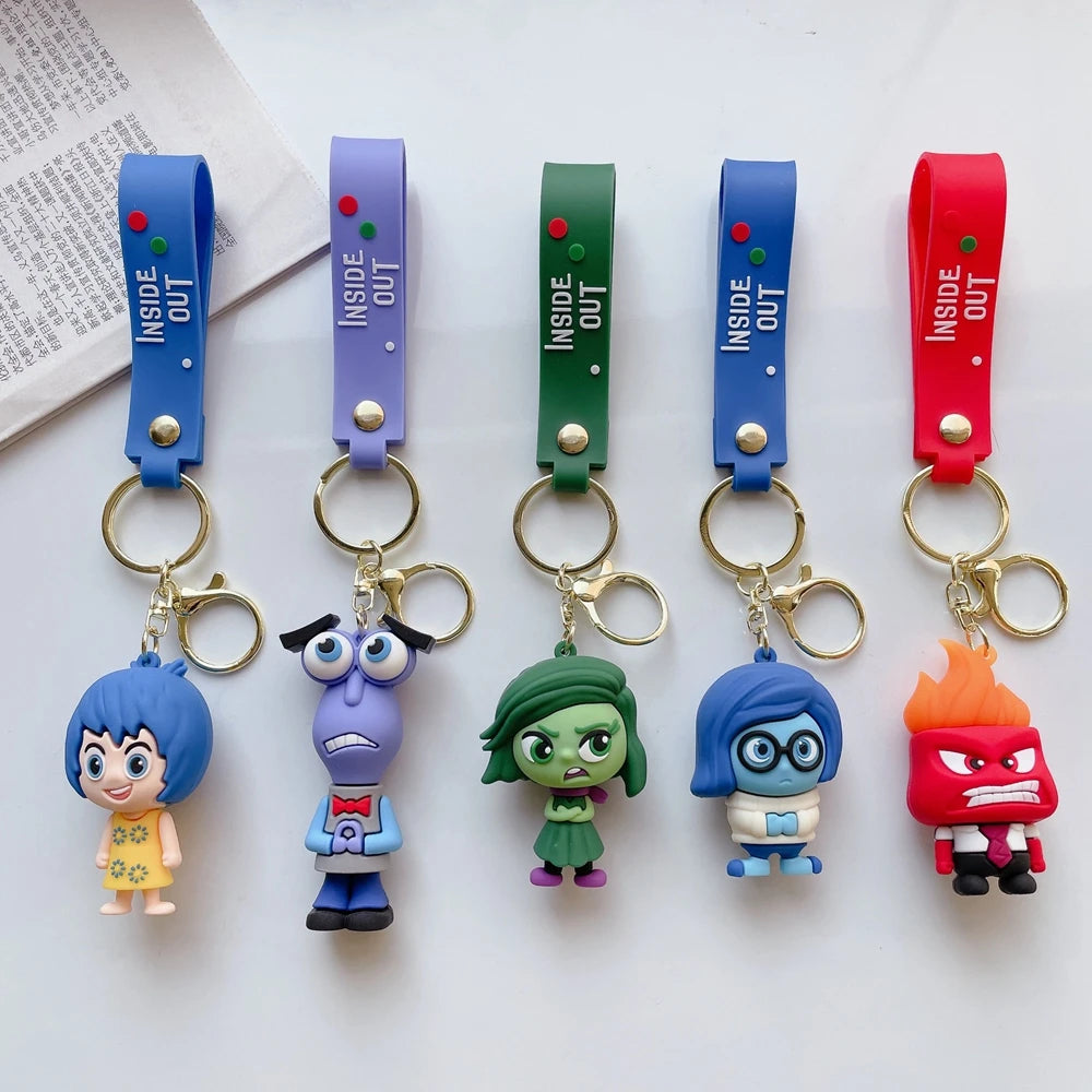 New 3d Anime Figures Keychain Doll Toys Car Bag Pendant Brain Agent Team INSIDE OUT Couple Key Ring Wholesale Kids Gift Jewelry