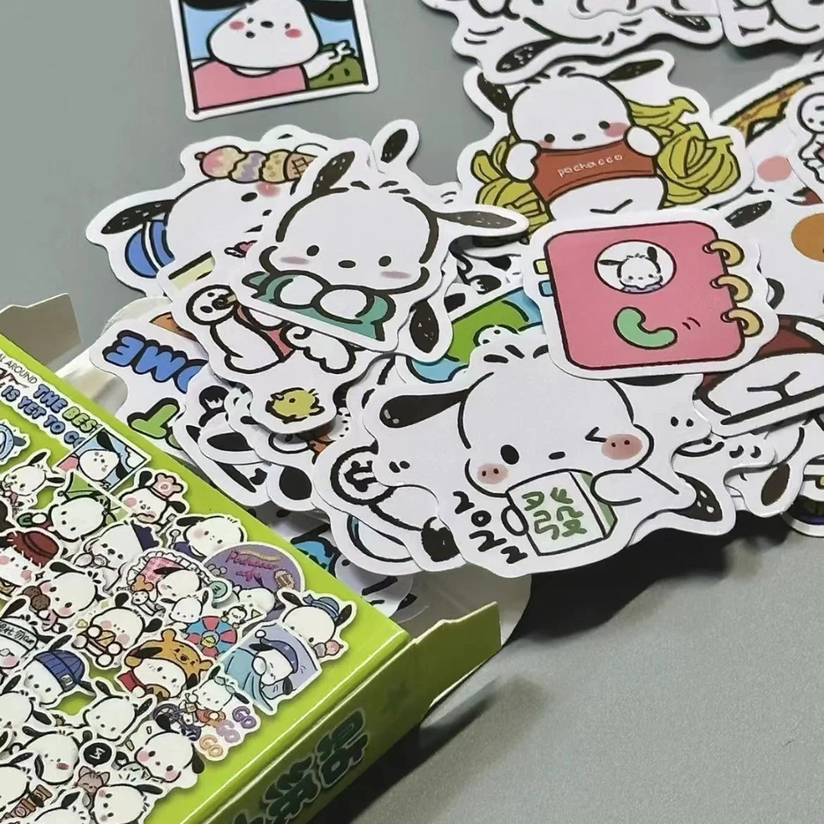 60Pcs/Box Sanrio Stickers Hello Kitty Kuromi Cinnamoroll Hand Account Cartoon Decal Decorative Waterproof Sticker Kids Toys